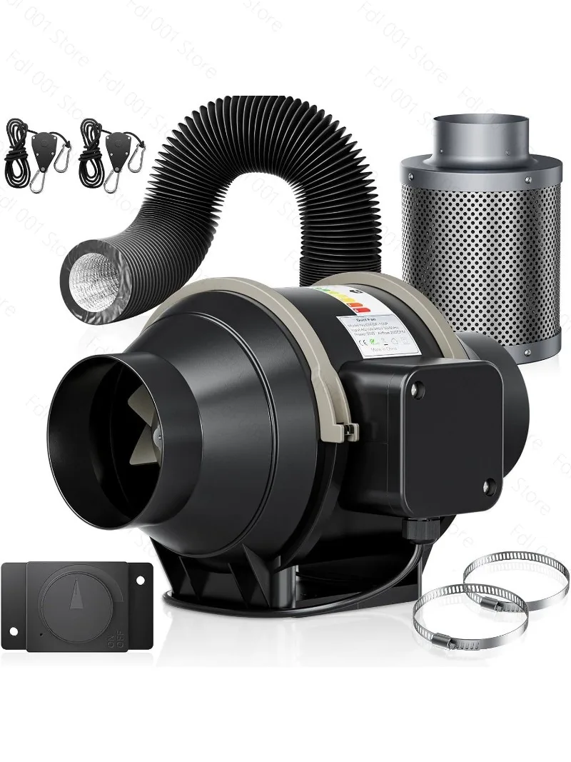 Source factory 4/6 inch CE/ROHS/FCC certification knob speed regulation EC pipe fan carbon can filter sleeve