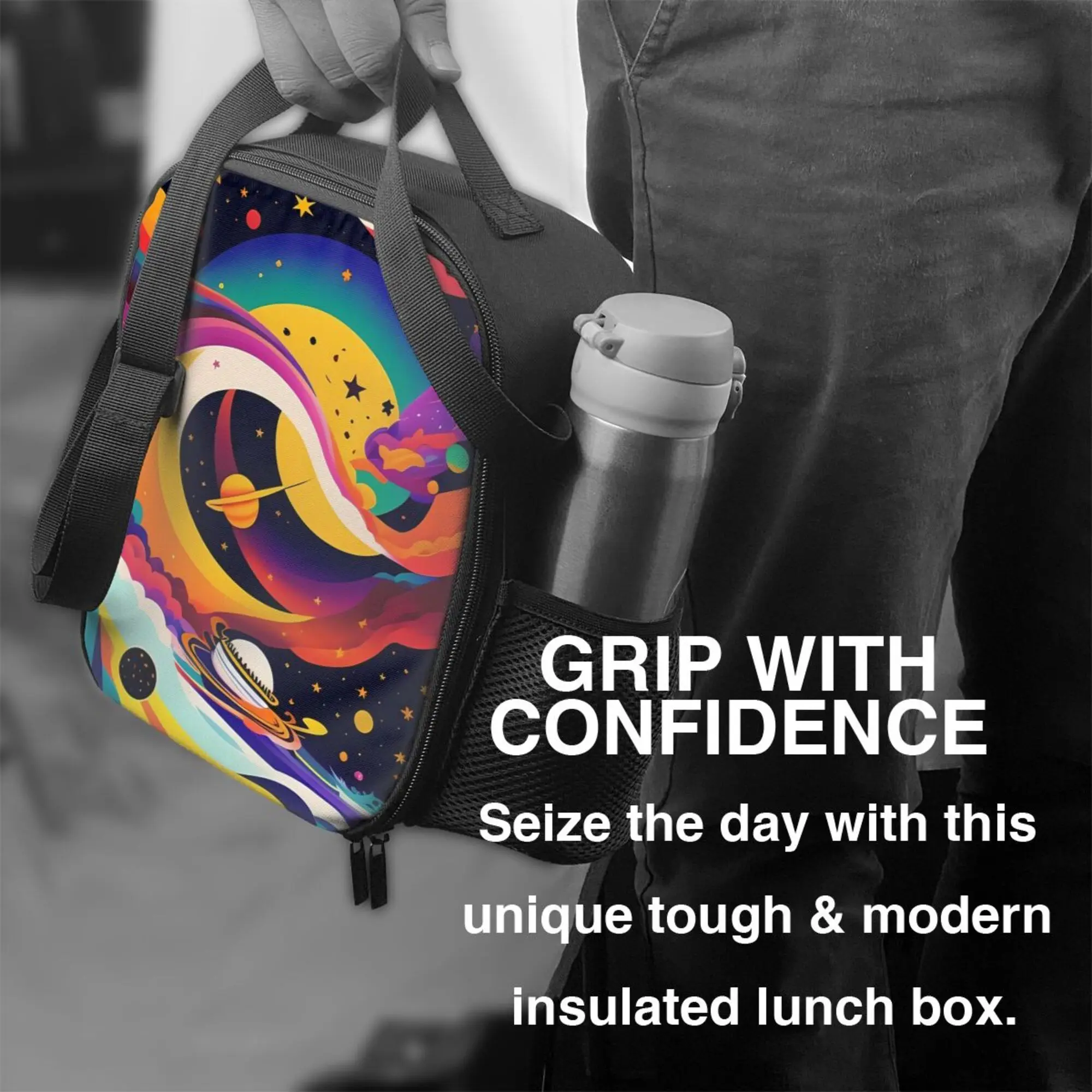 قطعة واحدة من نمط سماء موجة البحر، حقيبة تبريد محمولة قابلة لإعادة الاستخدام، حقيبة غداء عازلة، ضرورية للتخييم والنزهات على الشاطئ،