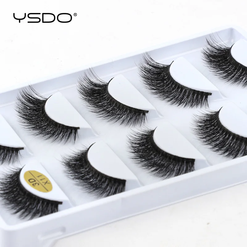 YSDO 3/5คู่3D Mink ธรรมชาติยาวขนตาปลอม Dramatic Faux Cils แต่งหน้าปลอมตัวต่อขนตา Maquiagem cilios