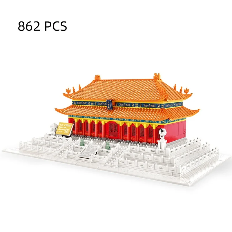 6221 Hall of Supreme Harmony Beijing Palace Museum Building Blocks Chinese Ancient Architecture Small Bricks Educational Assembl