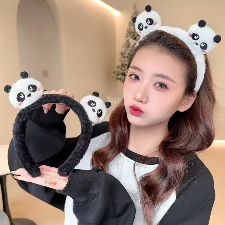 Cute Panda Doll Headband Headdress Wash Face Hair Card Hair Clip Hairband  Loop Children Adult Hair Accessories