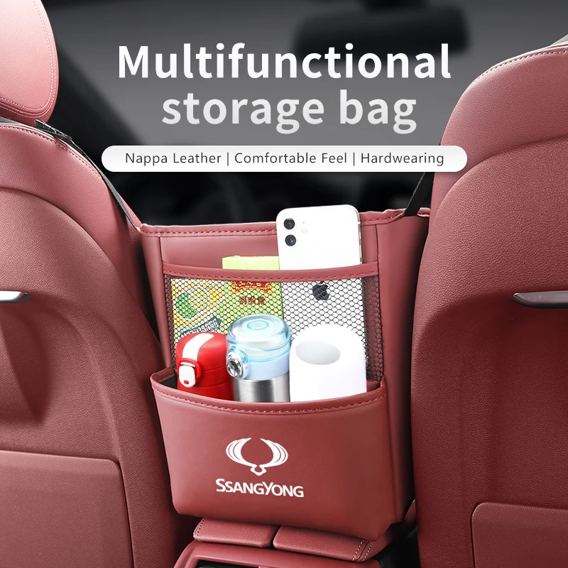 Car Seat Center Storage Bag High Capacity Organizer Accessories For SsangYong Actyon Korando Rexton Kyron Rodius Tivoli Musso