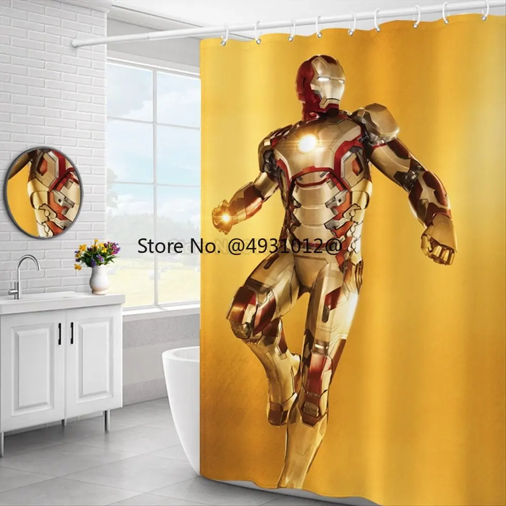   Avengers Iron Man Cortina de ducha impermeable con ganchos Cortinas de baño Baño transparente de alta calidad para decoraciones del hogar