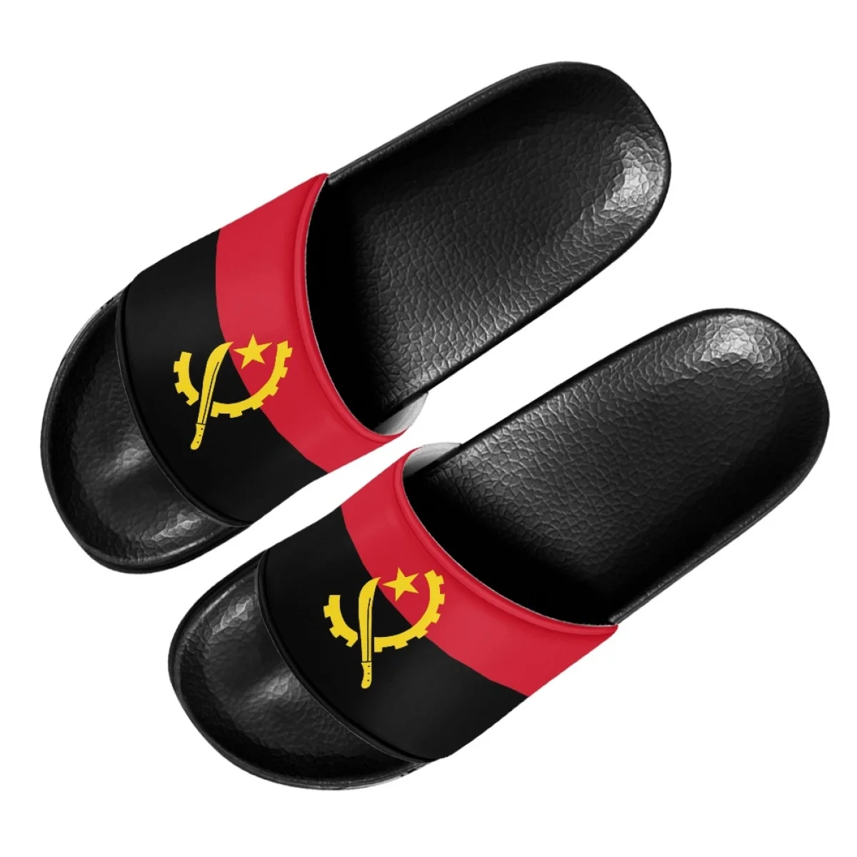 Fashion Summer Women Slippers Angola Flag Design Pattern Casual Anti-slip Beach Slides for Ladies Home Bathroom Slippers Flats