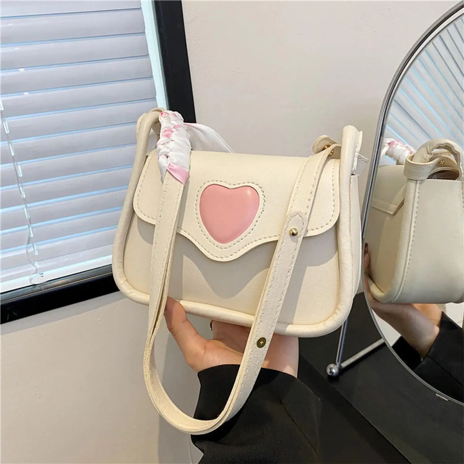 Slanting Crossbody Underarm Bag Female Hundred Fashion Love Retro Saddle Bag Niche Design Women Korean Style Cute Shoulder Bag