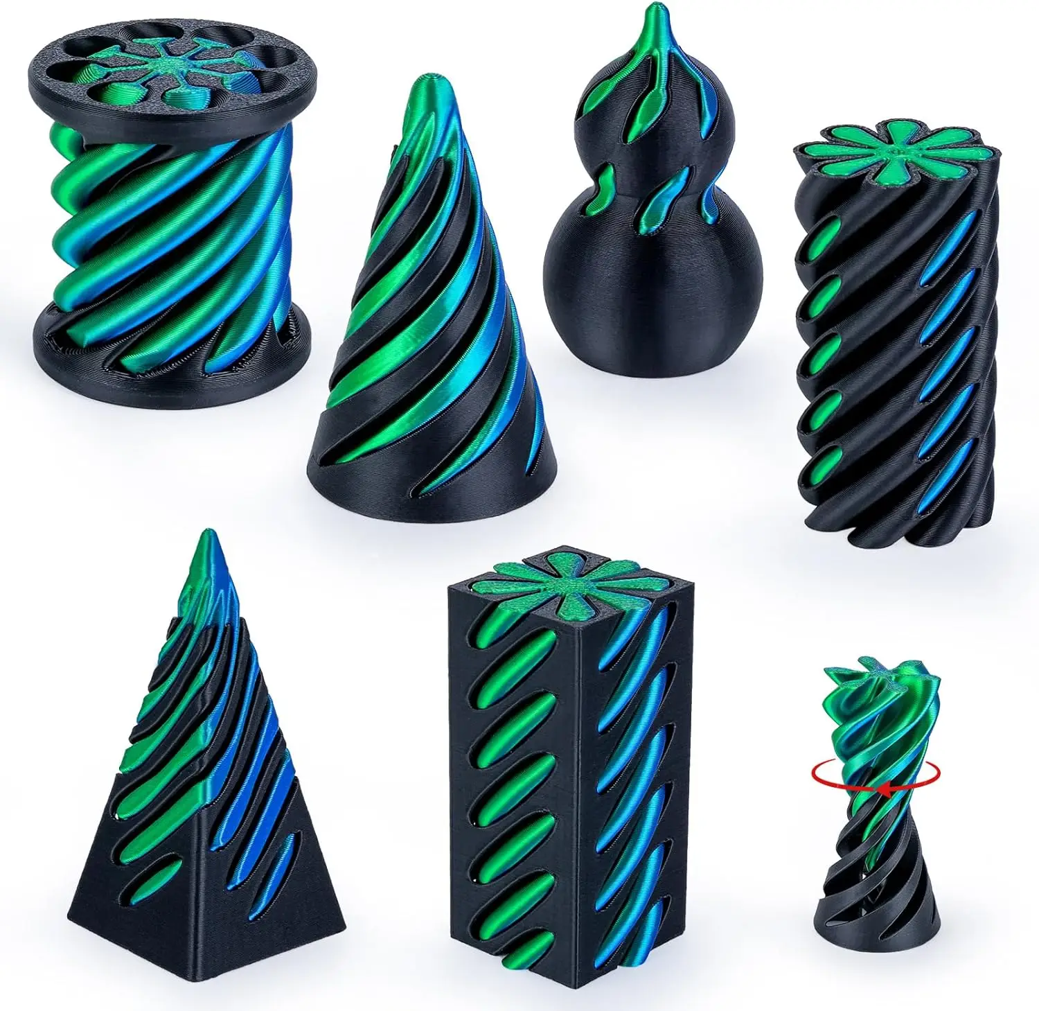 6-pack spiraalkegel fidget speelgoed 3D-geprint onmogelijk doorvoerbare piramide pijler kalebas helix schroef speelgoed voor angst ontspannen