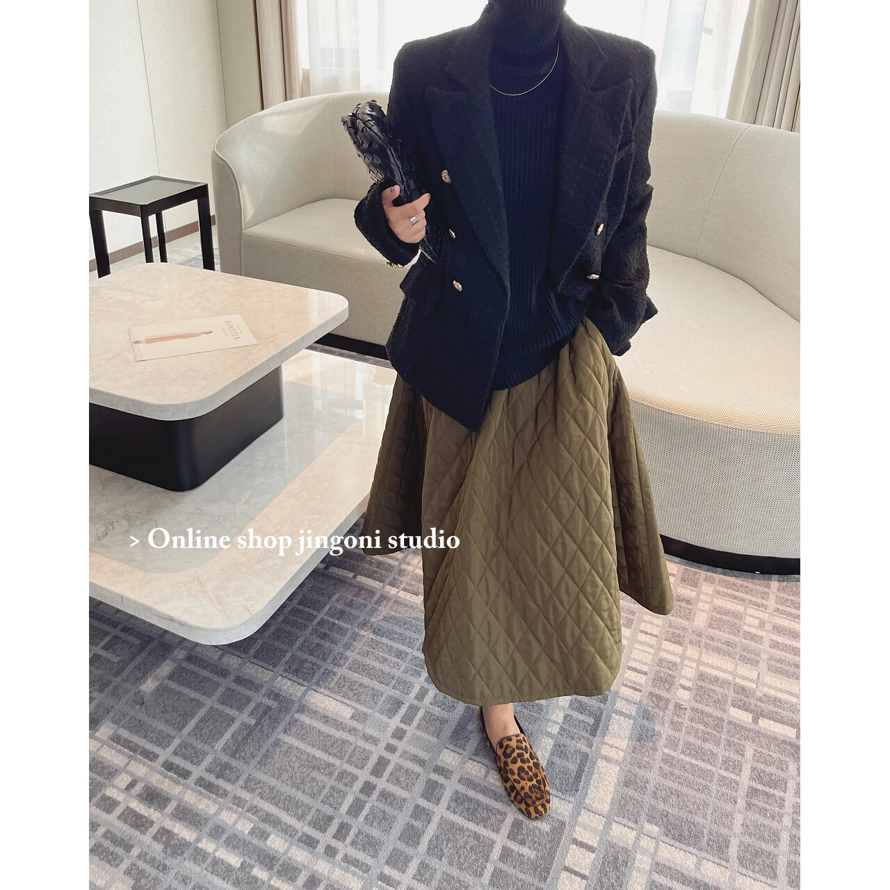 2022 Woman Winter Black Plaid Trench Coats Fleece Woolen Tweed Jackets Blazers Raincoat New Korean Fashion Clothes Overcoat Chic