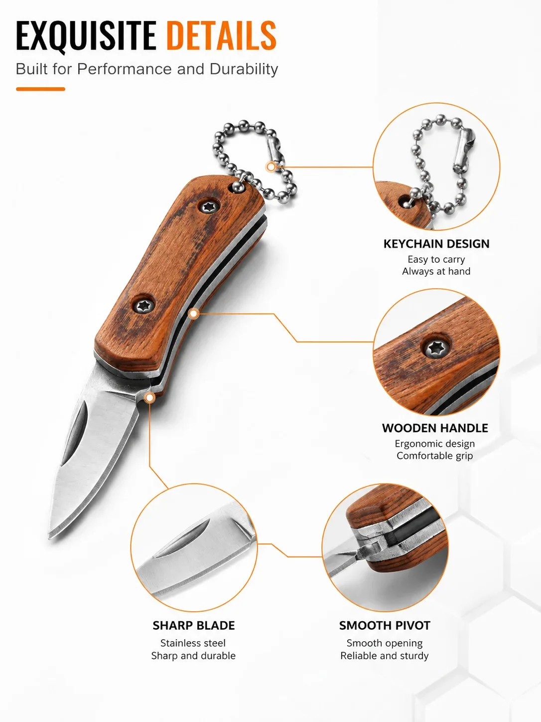 Mini Folding Pocket Knife Keychain Portable Stainless Steel Utility Cutter Compact EDC Tool for Camping Hiking Fruit Opening Box