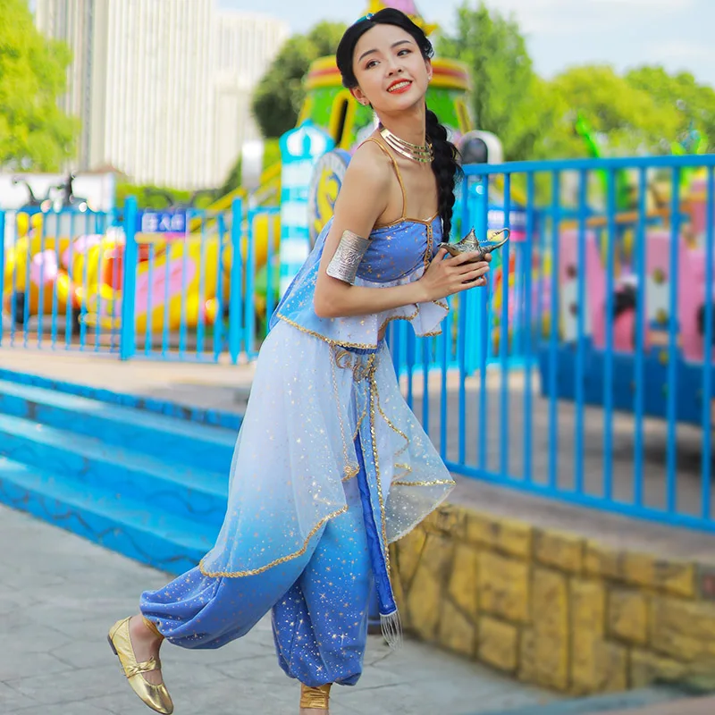 Festival Arabian Fantasia Jasmine Costume Princess Indian Dance Sari Bollywood Party Cosplay Jasmine Princess Fancy Outfit