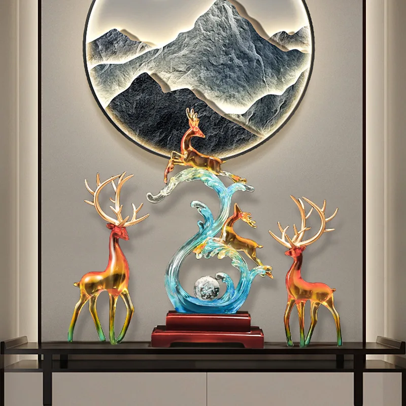 Entry entrance Lucky Deer ornament A pair of living room home Wangzhai office high-end atmosphere and high-grade decoration