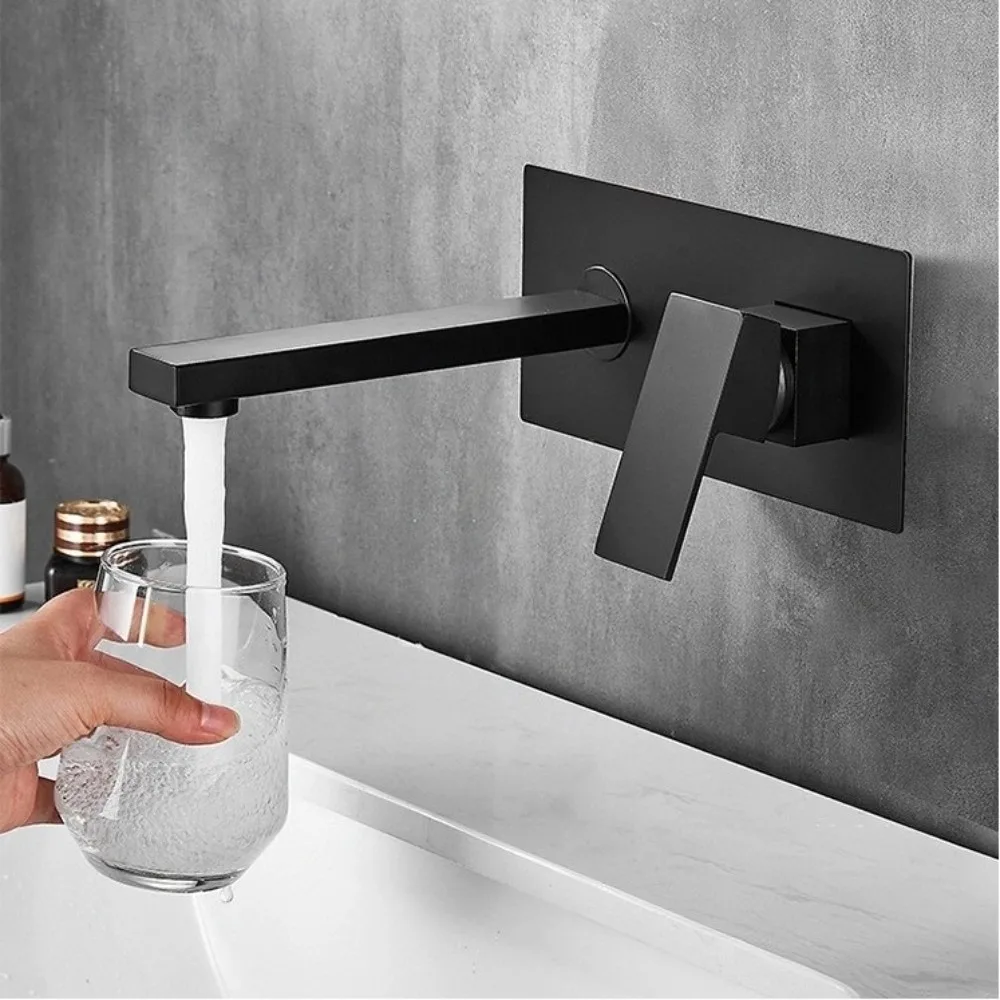 

Wall Mounted Bathroom Faucet Single Handle Stainless Steel Bathroom Wash Sink Faucet Hot and Cold Water Bathroom Sink Faucet