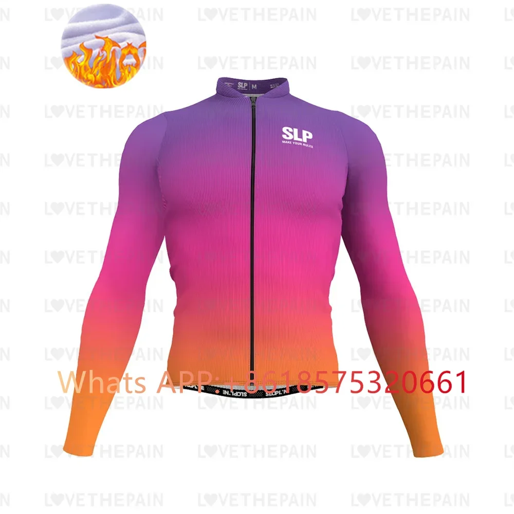 SLP 2024 Winter Thermal Fleece Cycling Jersey Top MTB Bike Outdoor slopline Men\'s Bicycle Clothing Long Sleeve Shirt Uniform new