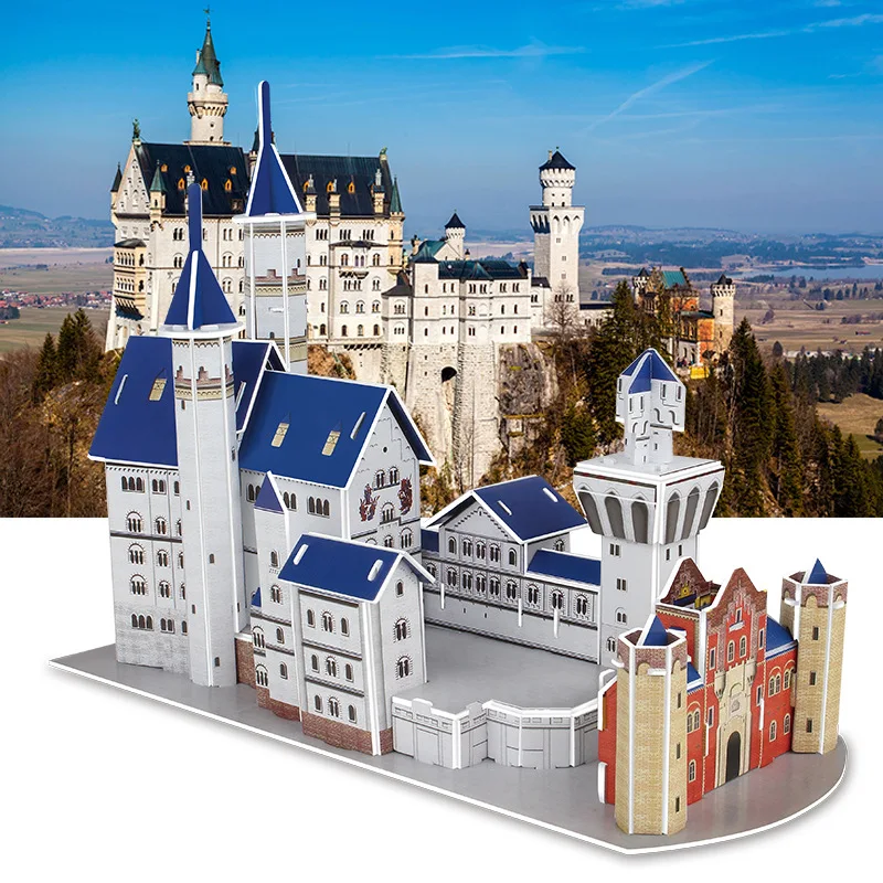 DIY Paper 3D Puzzle Model World Attractions Construction Children\'s DIY Intellectual Development Educational Toys for Kids