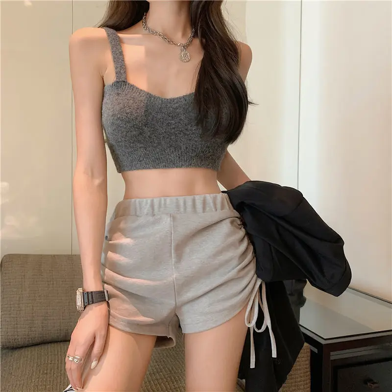 Shorts Women Solid Bandage Simple Sweet Creativity Popular Graceful Basics Vintage Delicate Korean Style Ladies Spring All-match