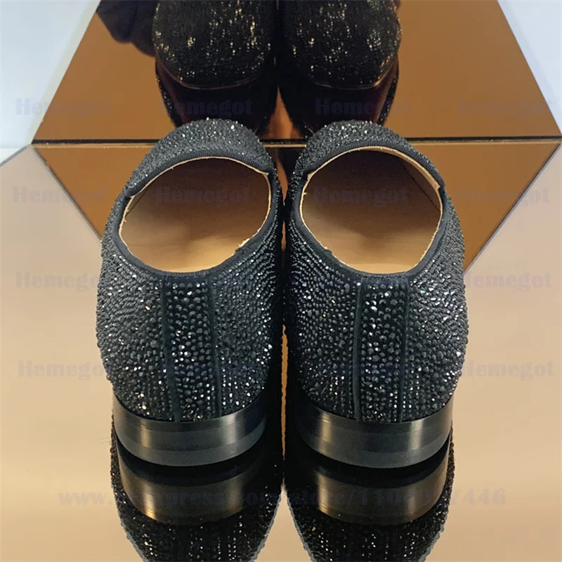 Sapato de couro respirável masculino, mocassins de strass, casual, banquete, casamento, noivo, moda, luxo