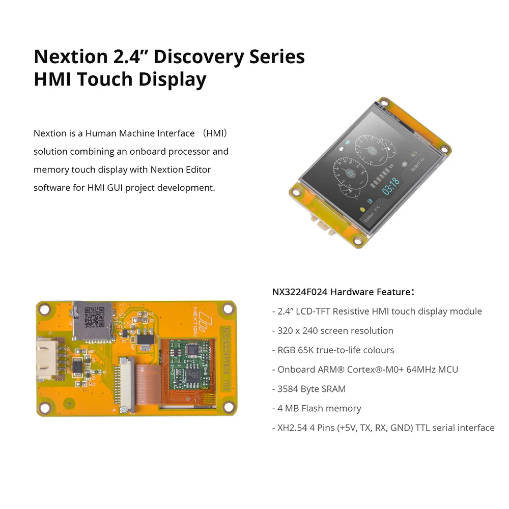 Nextion NX3224F024 2.4” Discovery Series HMI Resistive Touch Display Module Free Simulator Debug Support Assignment Operator