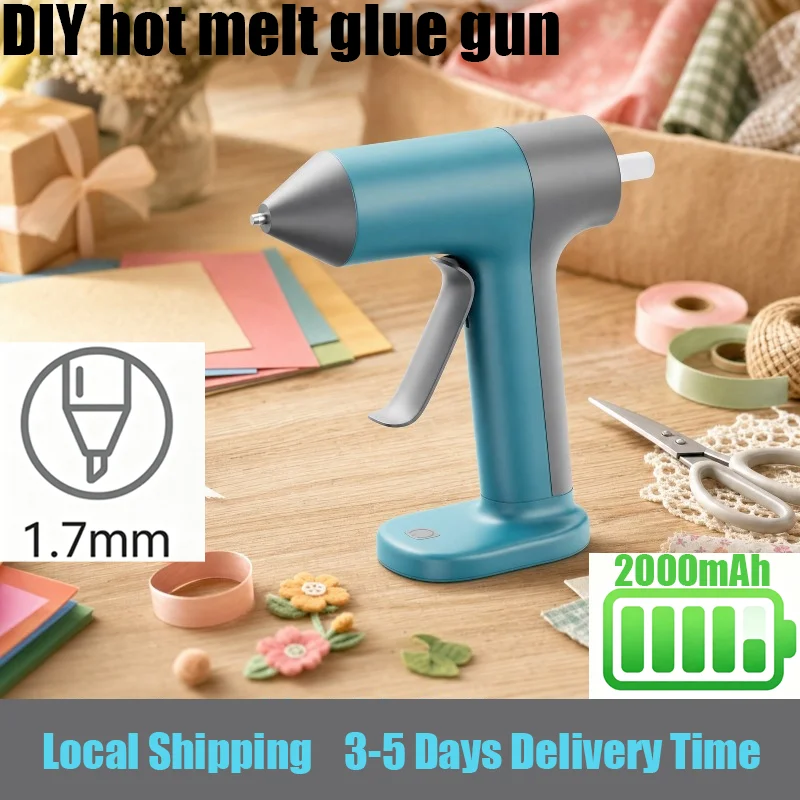 Cordless Hot Glue Gun 30s Fast Preheat 2000mAh Battery Anti-Drip Nozzle 20PCS 7x140mm Sticks Wireless Glue Gun for DIY Crafts Repair