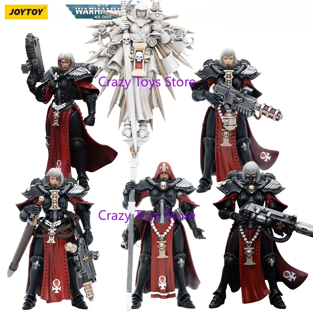[NA STANIE] JOYTOY Warhammer 40K Figurki Akcji 1/18 Adepta Sororitas Battle Sister 5 SZTUK Model Militarny Anime