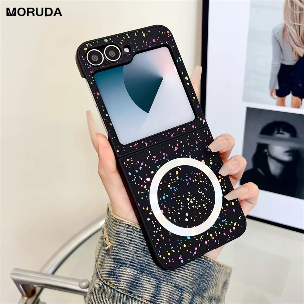 for Magsafe Colorful Raindrop Case for Samsung Galaxy Z Flip 6 5 4 flip6 ZFlip 5G Magnetic Wireless Charging Ultra Slim Cover