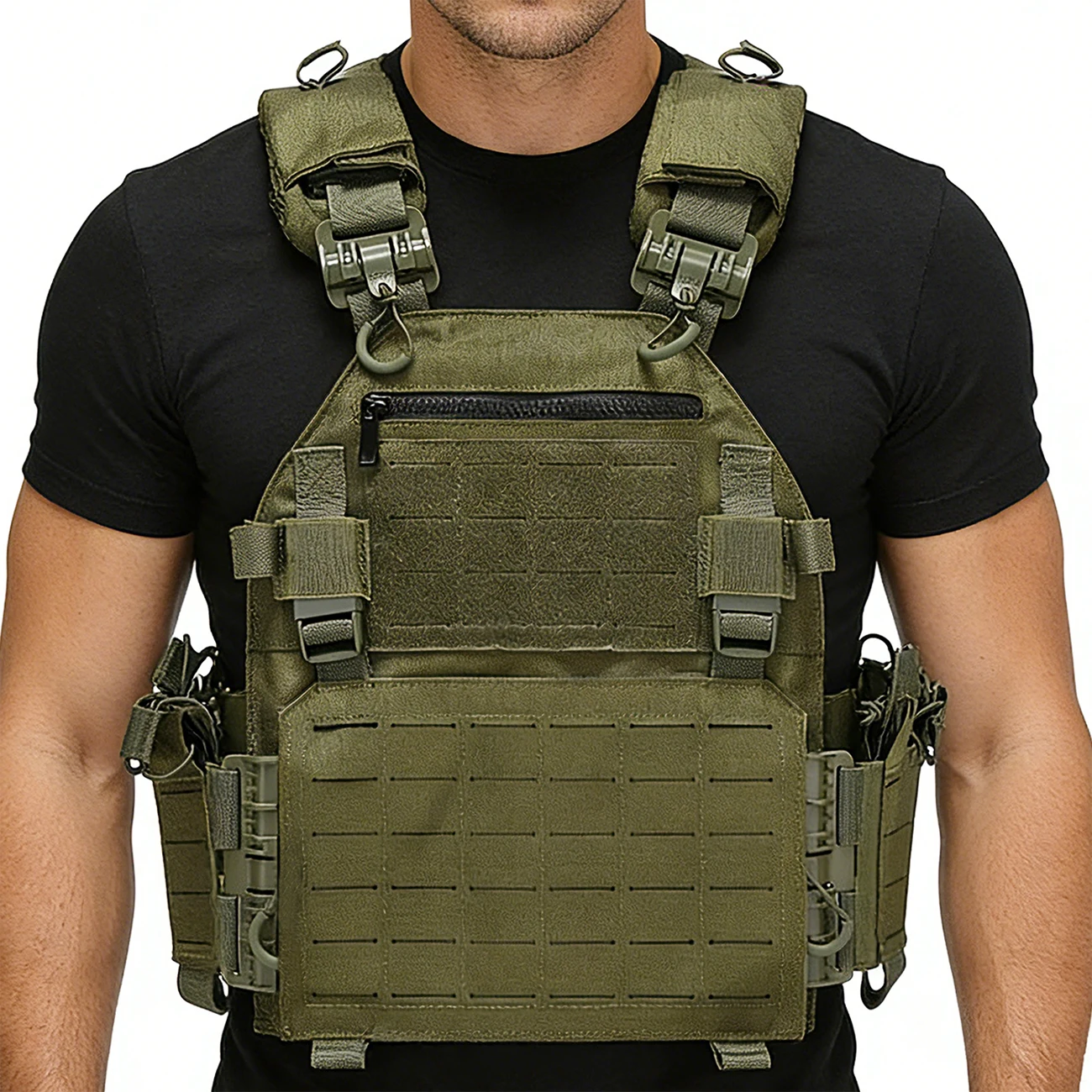 Lasergeschnittene Jagdweste mit Schnellverschluss-Schultergurt und verstellbarem Taillenumfang, MOLLE-System – Detail 10