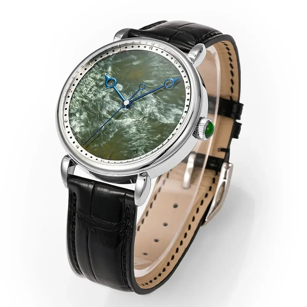 HUASUO 41mm Orologi di lusso con quadrante in agata rossa per uomo Seraphinite da polso in cristallo di zaffiro Movimento automatico ETA2892 o gabbiano