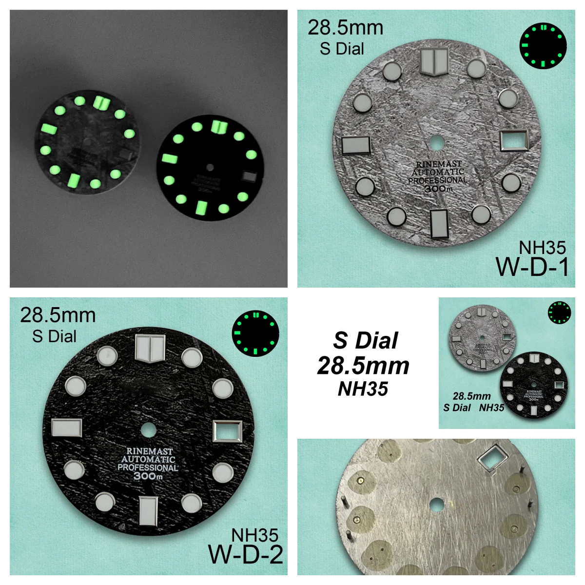 

28.5mm S Logo Meteorite Dial Fit NH35/NH36 Automatic Movement C3 Green Luminous High-Quality Watch Modification Accessories