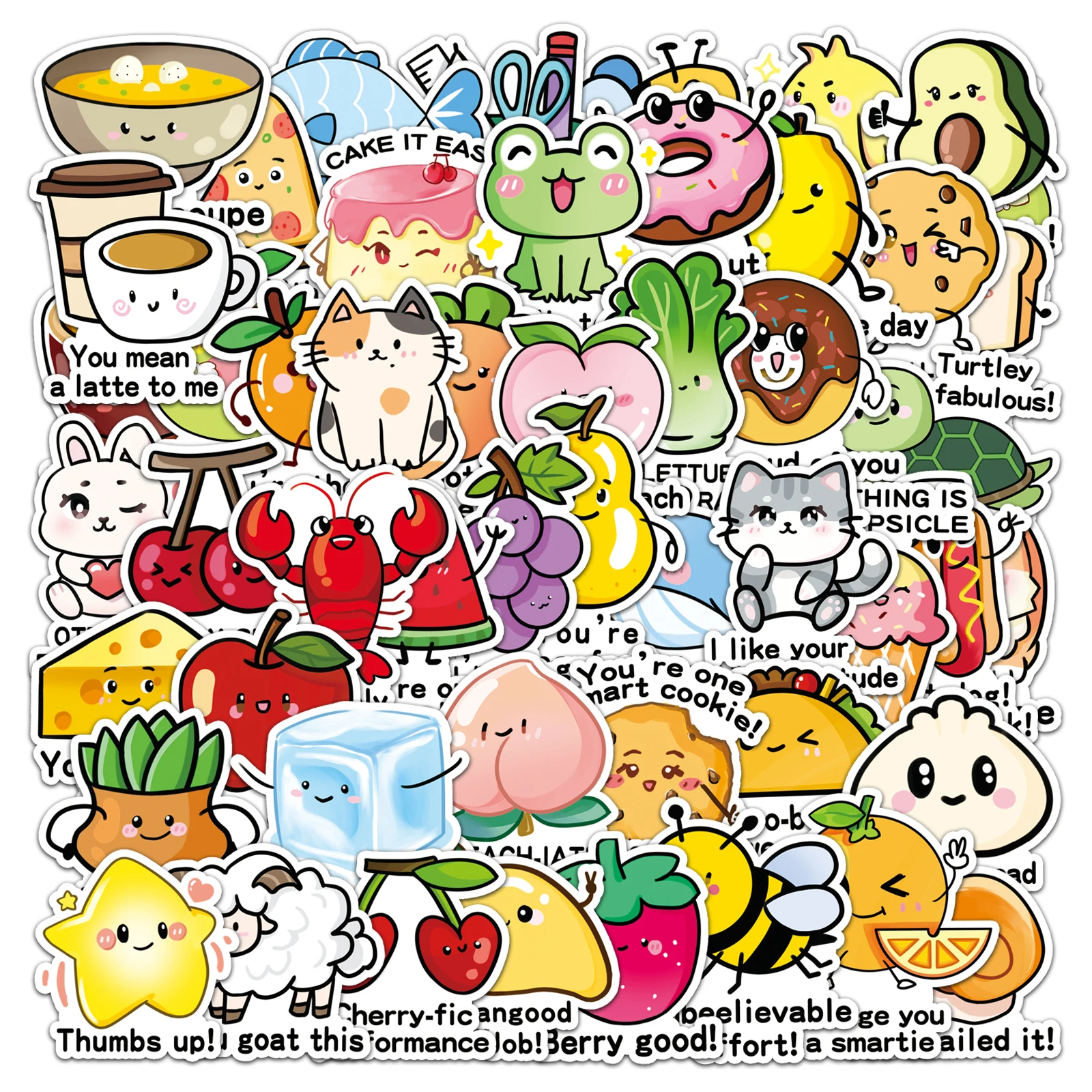 50Pcs Cute Cartoon Encourage Series Cartoon Cute Waterproof Sticker Skateboarding Retro Home Decal Sticker