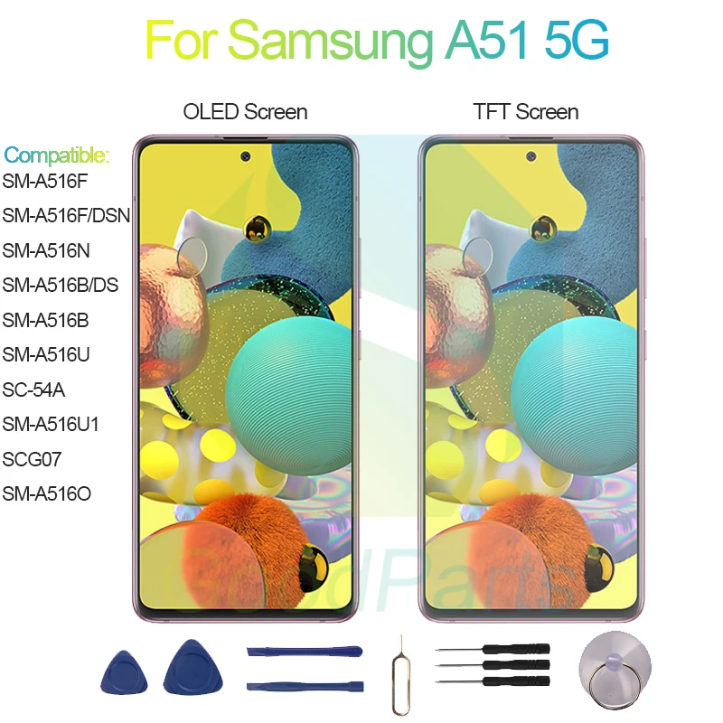 For Samsung A51 5G Screen Display Replacement 2400*1080 SM-A516F/U/U1/N/B/O/DS/DSN SC-54A,SCG07 A51 5G LCD Touch Digitizer