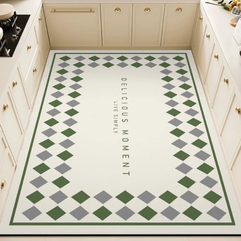 Kitchen Carpet Modern Geometric Pattern Non-slip Oil-resistant Pvc Floor Mat Leather Waterproof Foot Mats Large Area Rug 주방 카펫