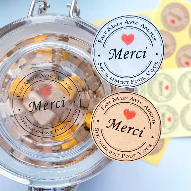 100PCS 35MM Merci Love Envelope Seals Specially For You Sealing Stickers Handmade Creative Food Packaging Gifts Diy