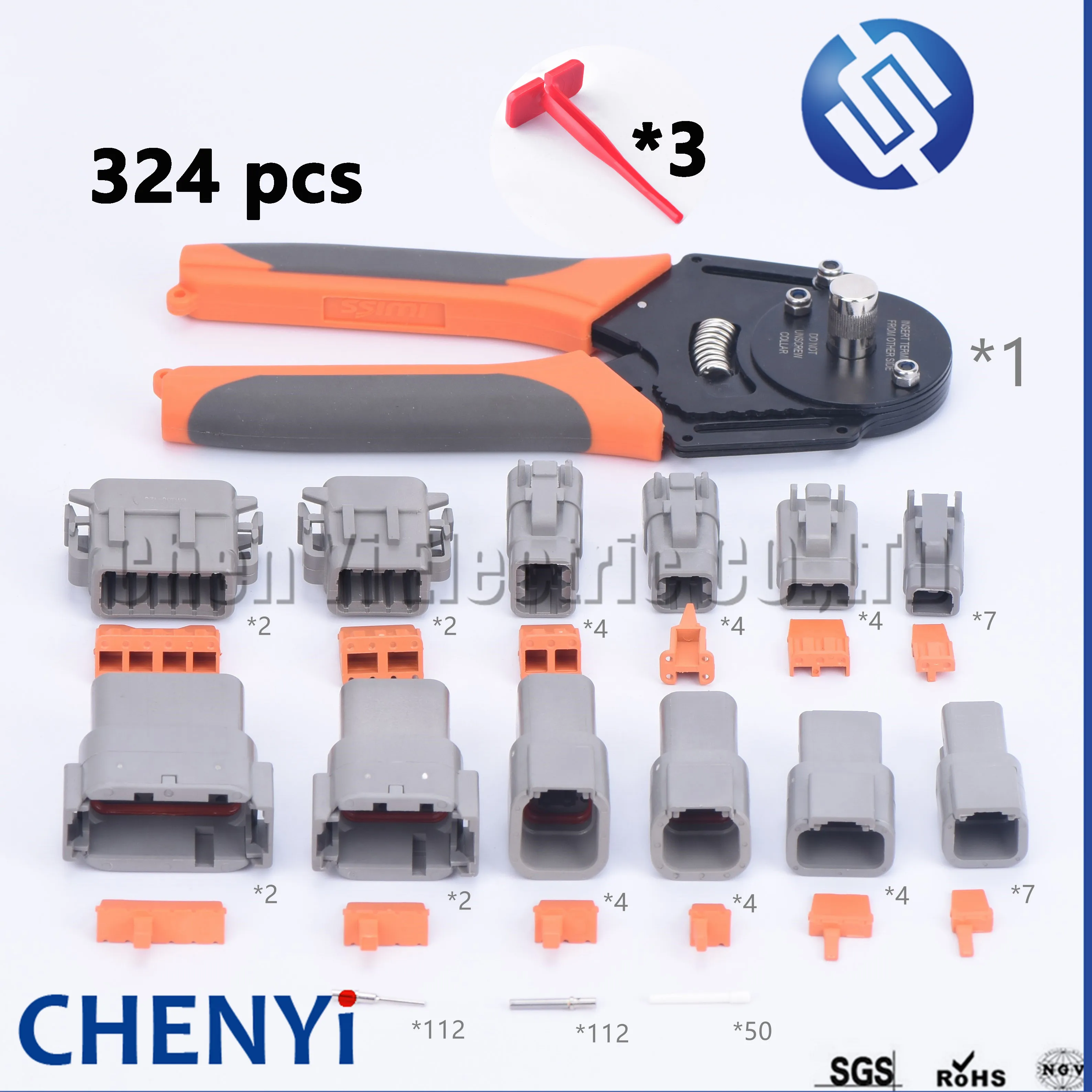 324 pcs Deutsch DTM  Waterproof Connector Kit Repair tool box DTM06-2/3/4/6/8/12S DTM04-2/3/4/6/8/12P with terminal and pliers