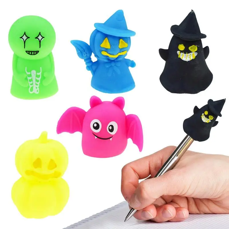 Finger Puppets Toys 5 PCS Spooky Characters Finger Puppets Set Colorful Finger Hands Party Toys For Halloween Party Baby Toys