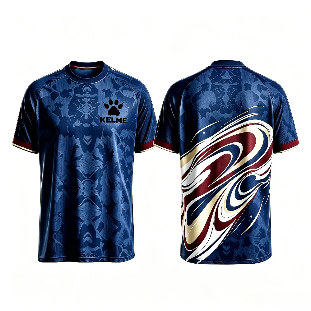 Men Sports T-Shirt Chinese Style Swirl Graphic Quick Dry Short Sleeve Training Breathable Soccer Jersey Tee