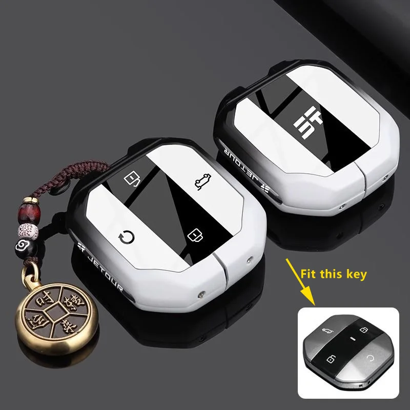 Zinklegierung Autoschlüsseletui für Jetour T1 Freedom Traveler 2025+ Fernbedienung Schutzabdeckung Tasche Shell Schlüsselanhänger Halter Fob Zubehör – Detail 3