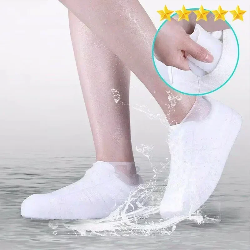 Non-Slip Latex Shoe Covers Reusable Waterproof Rain Overshoes Elastic Shoe Protectors for Men Women Outdoor Walking Cycling Hike