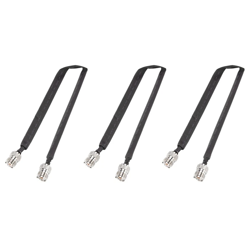 3X Window Pass Through Flat RF Coaxial Cable SO239 UHF Female To UHF Female 50 Ohm RF Coax Pigtail Extension Cord 20Cm