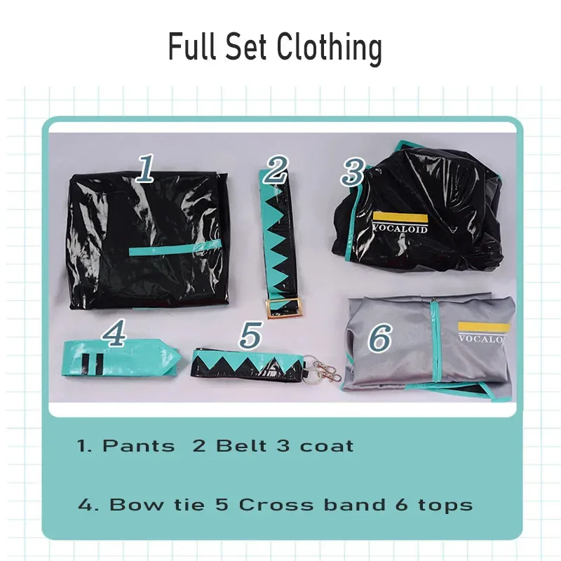 Miku Cosplay Costume Wig Full Set Black Leather Cloth Fabric Suit Mikuo Male Style Uniform Suits Halloween cm;5