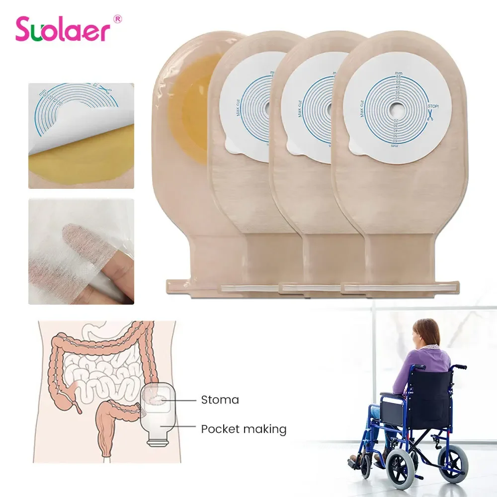 10-50pcs Drain valve One-piece System Colostomy Bags for Adults Disposable Colostomy Pouch Opening 20-65mm With Clip Closure