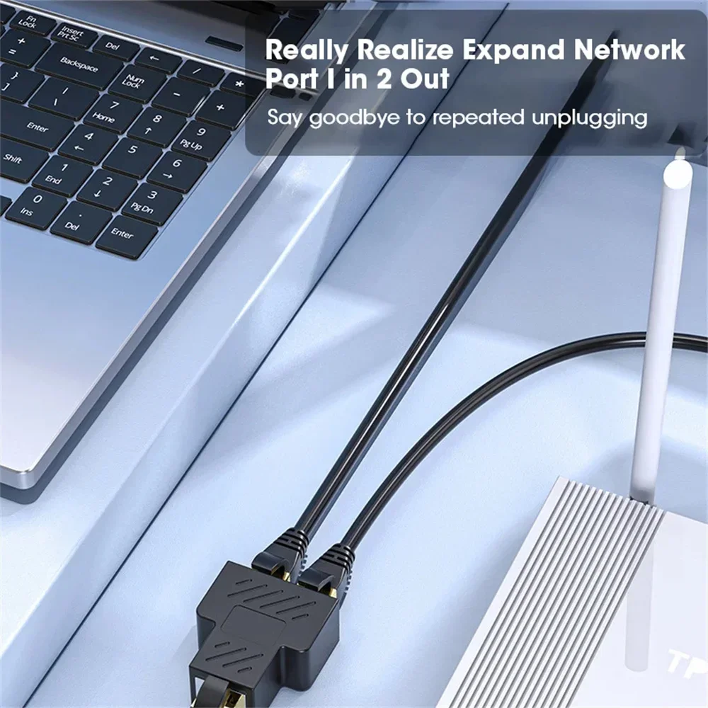 RJ45 Splitter 1 to 2 Ethernet Adapter Internet Network Cable Extender RJ45 Connector Coupler for PC TV Box Router