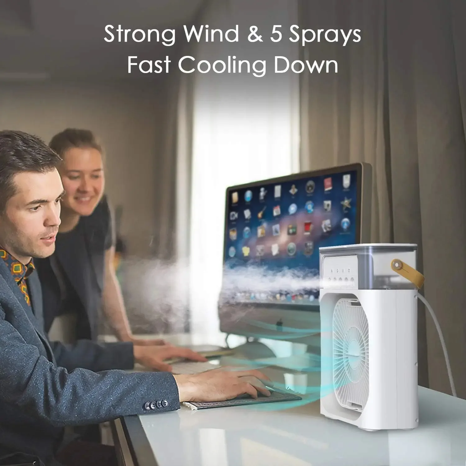 Portable Humidifier Fan Mini Desktop Fan 3 Speed Adjustable Five-Hole Spray Humidifying Fan Household Air Conditioner Fan view 6