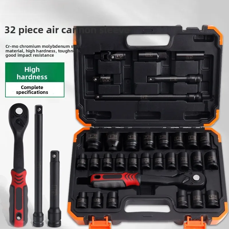 

32-Piece Sleeve Set Sleeve Wrench Spark Plug Tool Combination Set Pneumatic Auto Repair Tool Box