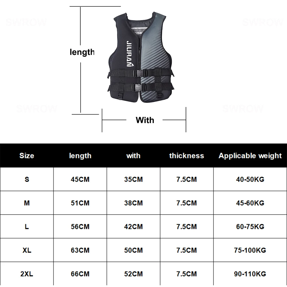 Life Jacket for Adults Neoprene Men Life Vest Water Sports Swim Drifting Fishing Jet Ski Vest Kayaking Boat Women Life Jackets