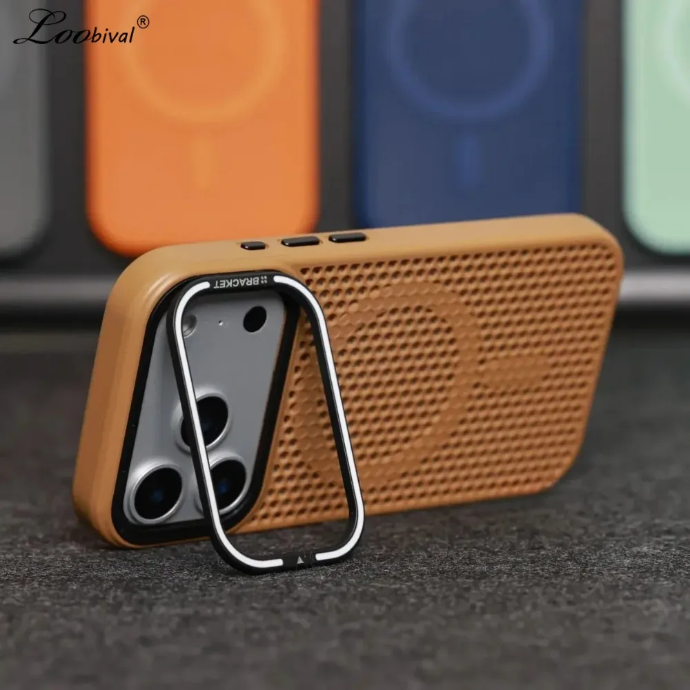 Coque de luxe antichoc avec dissipation thermique et support magnétique pour appareil photo compatible MagSafe pour iPhone 17, 16, 15 Pro Max, 14 Plus, 12, 13