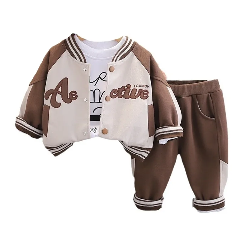 

New Spring Autumn Baby Clothes Suit Children Boys Sports Jacket T-Shirt Pants 3Pcs/Sets Toddler Casual Costume Kids Tracksuits