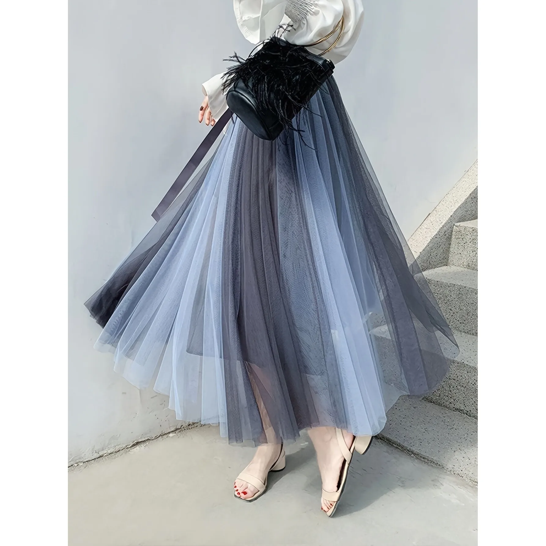 

Color Block Mesh Skirt Collision Color Net Skirt Women's Fashion Half Body Skirt Spring 2026 Neutral Other Fabric Other Process