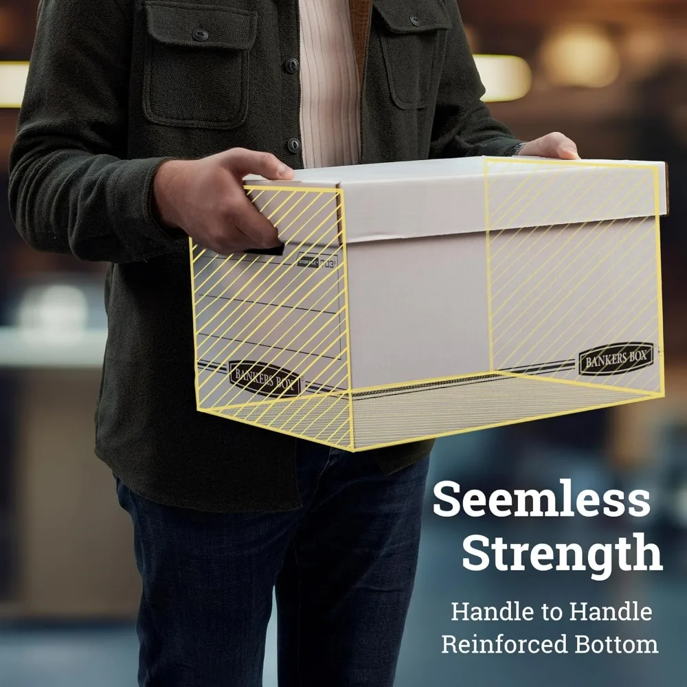 12-Pack File Storage Boxes with Lids for Letter and Legal Documents, Stackable and Easy to Carry