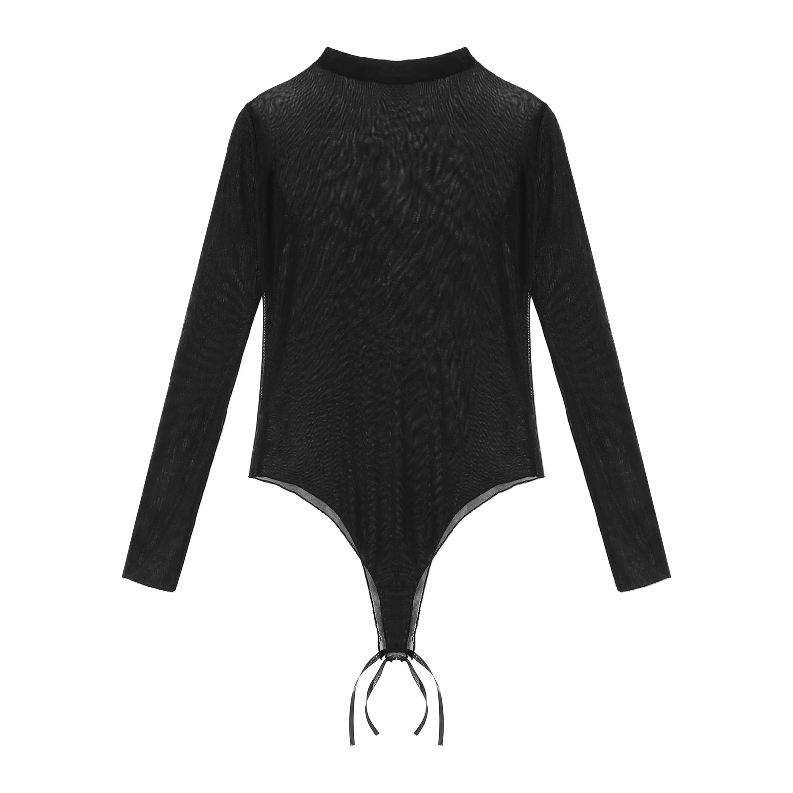 Sissy femmes corps Transparent Body Teddies à manches longues Lingerie tentant vêtements de nuit Ultra mince sous-vêtements extensibles justaucorps