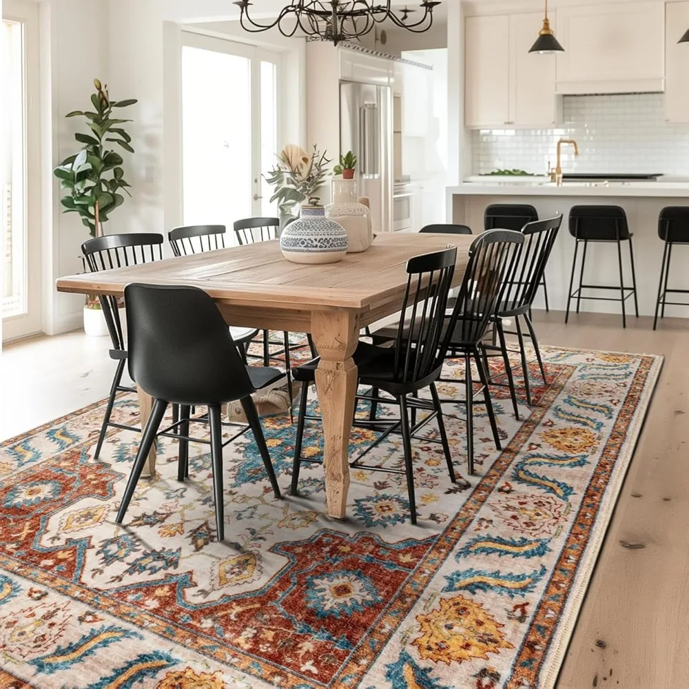 سجادة ناعمة وقابلة للغسل في الغسالة مقاس 9 × 12 لغرفة المعيشة، طراز بوهو عتيق مناسبة لغرفة النوم وغرفة الطعام مع N #6