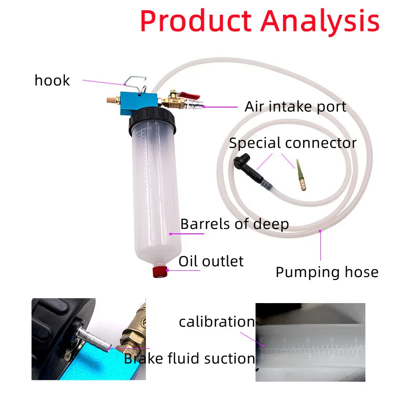 Auto Car Brake Fluid Oil Change Replacement Tool Brake Fluid Drained Bleeder Pneumatic Vacuum Bleeder Extractor for Motorcycle