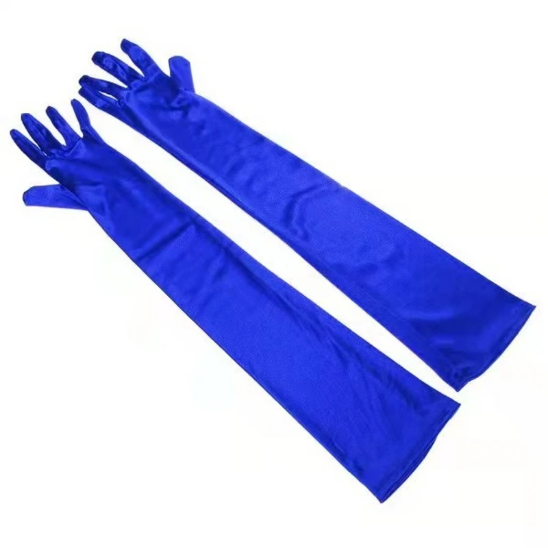 Women's Evening Party Formal Gloves Solid Satin Long Finger Mittens for Events Activities Red White Rose Color Party Cosplay image 5